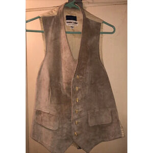VTG Stanley Blacker Suede Bankers Vest‎ 42 Long Tan Costume Western Leather